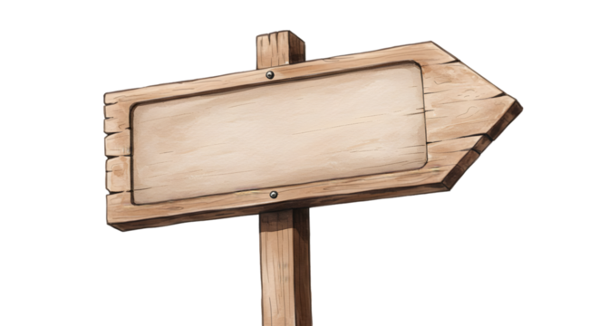 Wooden Sign Isolated Background Rustic Directional Arrow