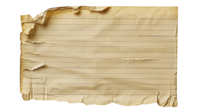 Aged lined paper with torn edges and creases on black background vintage, Png On White Background, Isolated on Transparent Background, Cut Out - Powered by Adobe