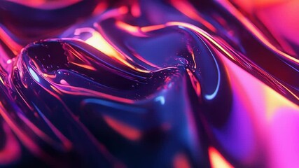 Abstract liquid metallic surface reflecting vibrant neon colors - Powered by Adobe