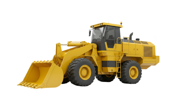 Yellow Wheel Loader Construction Vehicle Isolated Transparent PNG 3D Render