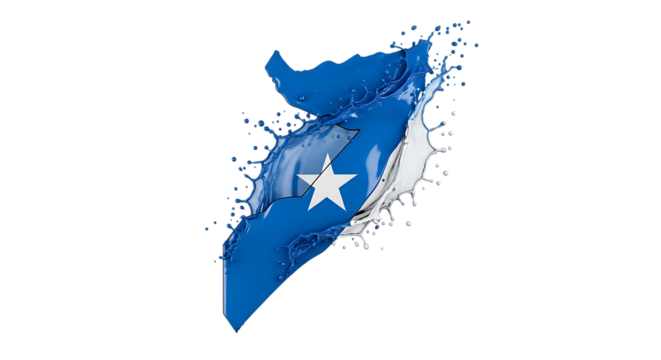 Somalia flag in the form of a map made of paint splashes isolated on transparent background the concept of national identity, cultural values, and patriotic symbols a creative representation of somali