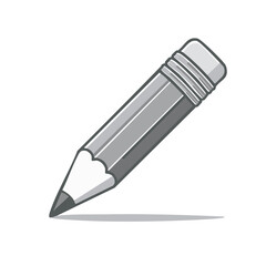Gray pencil illustration, vector drawing of a writing and drawing tool.