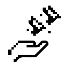 Pixelated hand releasing seeds