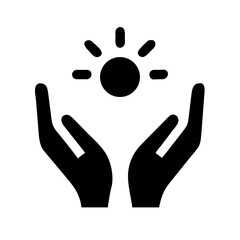 Hands holding the sun, symbolizing care and protection