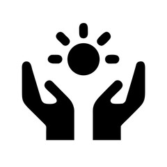 Hands holding the sun icon, symbolizing hope