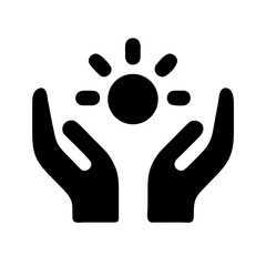 Hands holding the sun, symbolizing hope and a bright future