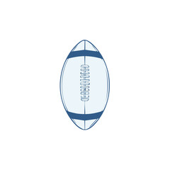 Illustration of an American Football Object isolated on White Background. Oval Shaped Leather Ball with Blue Details