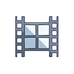 Cartoon style film reel element for motion picture video and entertainment media