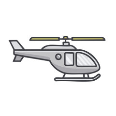 Cartoon style illustration of a gray helicopter