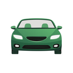 Front View of a Sleek Green Sports Car with Bright Headlights
