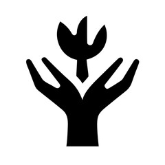 Hands holding a sprout, representing growth and care