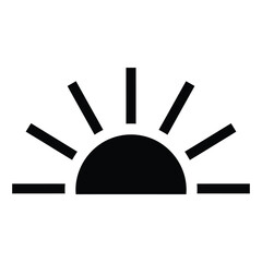 Simple black sunrise icon symbol representing dawn morning new beginning and hope