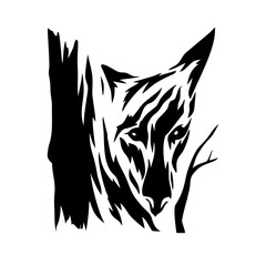 Stylized wolf head illustration, fierce and wild