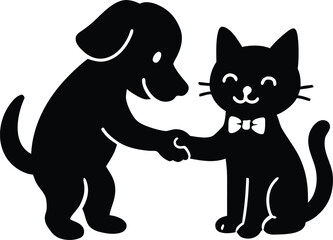 Dog and Cat Friendship Handshake

