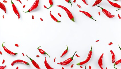 Red chili peppers frame on white background (1)