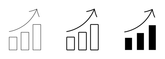 Growth chart icon isolated, Business performance symbol, Financial analytics signs, Market trend symbols, or Profit increase signs vector illustration