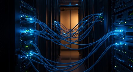 Server room data center infrastructure digital technology network cables