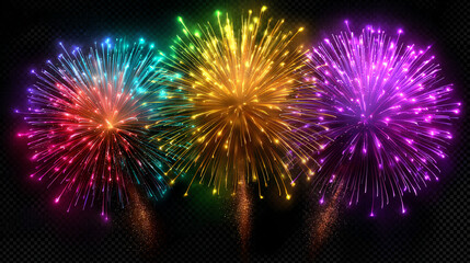 Fireworks Display: A vibrant cascade of colorful fireworks bursts against the night sky, illuminating the darkness with a spectacular show of light and sound.