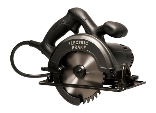 Corded circular saw featuring an electric brake for enhanced safety in workshops. - Powered by Adobe