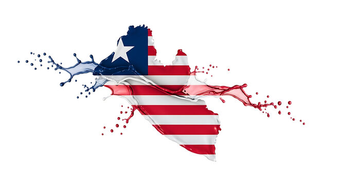 Liberia flag in the form of a country territory made of colorful splashes isolated on transparent background creative concept for national holiday, celebration day, travel and tourism - Powered by Adobe