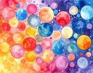 Colorful watercolor dots pattern as abstract background