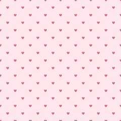 Pink Heart Polka Dots Seamless Pattern Background
