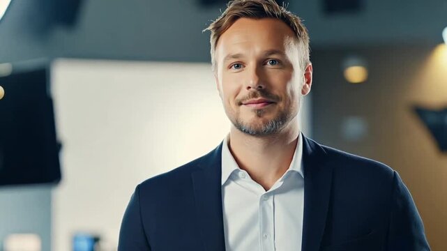 Businessman in studio, professional portrait, confident pose, possible use for business or career