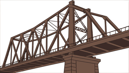 Fototapeta premium A brown steel bridge illustration against a white background.