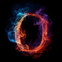 Fiery Letter O with Blue and Purple Smoke alphabet