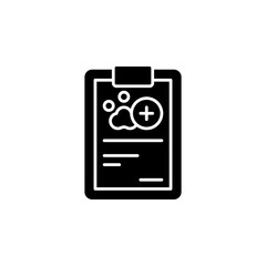 Black And White Clipboard With Medical Form And Paw Print Icon And Plus Sign Vector Art On Transparent Background