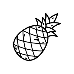 Black and White Doodle Illustration of a Pineapple on Transparent Background Perfect for Summer Themed Designs and Graphics