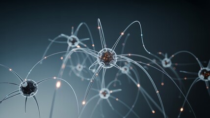 Abstract Neuron Network Connection Illustration Showing Neural Activity and Communication