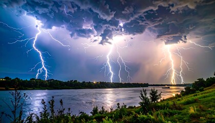 Dramatic lightning storm over a river (1)