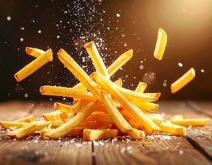 french fries on a black background