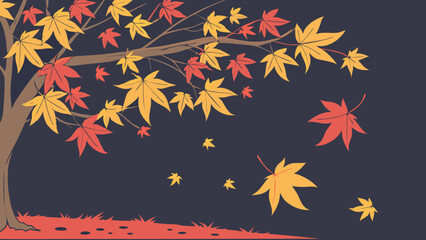 Autumn Leaves Falling in Silhouette.