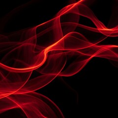 Fiery Red Smoke Waves on Black Background abstract