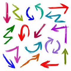 Hand drawn colorful arrow set...