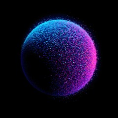 Blue and Pink Particle Sphere on Black Background particles