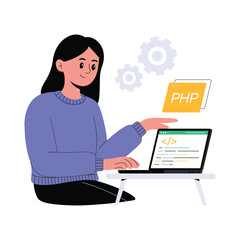 Programmer facing coding error during software development process Illustration