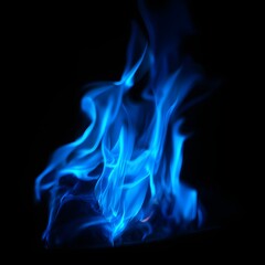 Vibrant Blue Flame Against Black fire burning