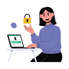 User setting strong password for safe digital access Illustration