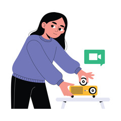 Technician repairing projector for office presentation Illustration