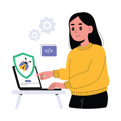 Computer detecting malware during antivirus scanning Illustration