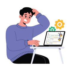Developer reviewing and analyzing teammate’s source code for quality Illustration