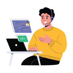 Developer recording software bugs and issues in a tracking system Illustration