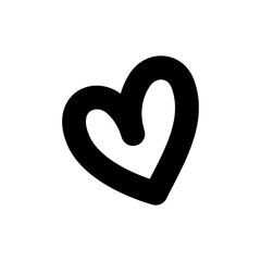 Black Heart Doodle Shape Valentine Love Symbol Simple Outline Art