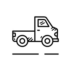 Black Outline Doodle of a Small Pickup Truck on a White Background with Transparent Effect Ideal for Transportation Concepts