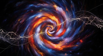Vibrant Cosmic Swirl Abstract Galaxy Formation Visualization