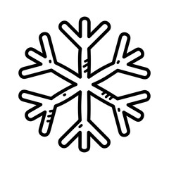 Black Outline Doodle Snowflake Illustration With Transparent Background Winter Season Cold Weather