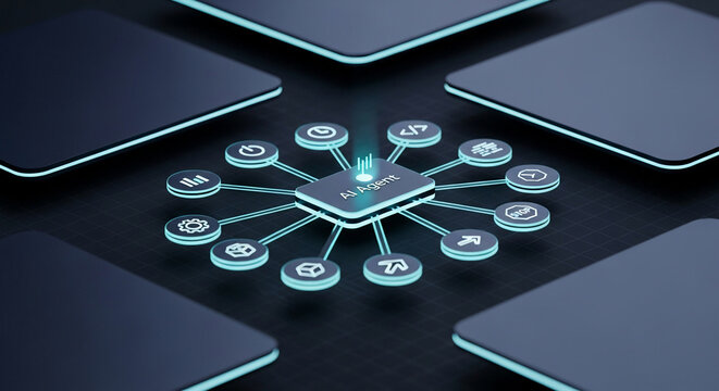 Centralized Digital Network Hub Connecting Various Services and Devices.